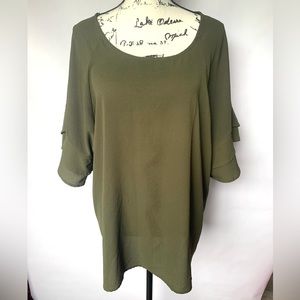 Umgee Olive Green Layered Sleeve Blouse size 1XL